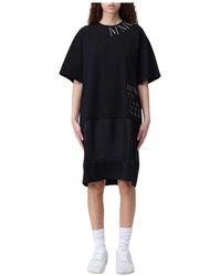 MM6 by Maison Martin Margiela - Elegantes Schwarzes Midi-Kleid Minimalistischer Stil - Lyst