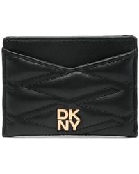 DKNY - Accessoires ,Zwart ,Leer Zwarte Kaarthouder Portemonnee - Lyst