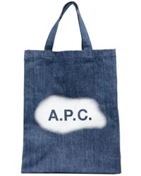 A.P.C. - Mini lou denim tasche mit grafischem druck - Lyst