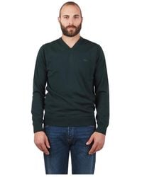 Lacoste - Truien & Vesten ,Groen ,Wol V-Hals Merinowol Trui Groen - Lyst