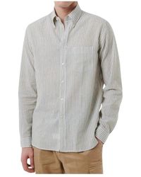 Xacus - Camicia in lino a righe tailor fit - Lyst