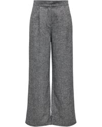 ONLY - Broeken ,Grijs ,Polyester Zip- En Haaksluiting Broek Met Zakken Aan De Voorkant - Lyst