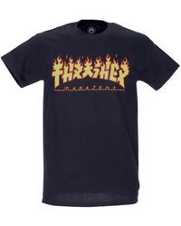 Thrasher - Godzilla Flame Tee Zwart/Geel - Lyst