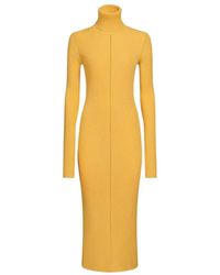 Marni - Roll-Neck Ribgebreide Midi Jurk - Lyst