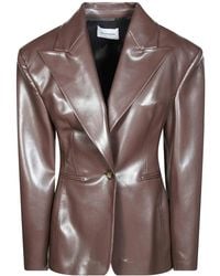 ANDAMANE - Jassen ,Bruin ,Leer Toni Blazer Met Gestructureerde Schouders - Lyst