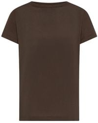 Seventy - Tops ,Bruin ,T-Shirt Met Ronde Hals Van Gemengde Zijde En Jersey - Lyst