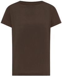 Seventy - Tops ,Bruin ,T-Shirt Met Ronde Hals Van Gemengde Zijde En Jersey - Lyst