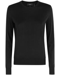 Theory - Zwarte Lange Mouwen Ronde Hals Top - Lyst