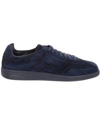 Santoni - Blaue Wildleder Sneakers Modell Olympic - Lyst