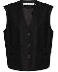 Gestuz - Jassen ,Zwart ,Linnen Gzizza Vest - Lyst
