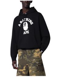 A Bathing Ape - Hoodies & Sweatvesten ,Zwart ,Katoen College Pullover Hoodie - Lyst