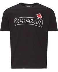 DSquared² - Schwarzes logo tee regular fit - Lyst