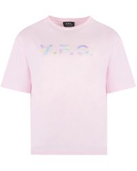 A.P.C. - Tops ,Roze ,Katoen Ana Katoenen T-Shirt Met Ronde Hals - Lyst