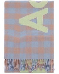 Acne Studios - Checked scarf with logo pattern - Lyst