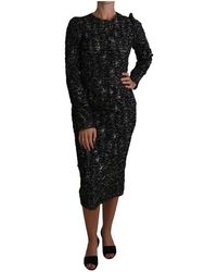 Dolce & Gabbana Long Sleeved Floral Dress - Zwart