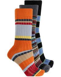 Paul Smith - Ondergoed ,Veelkleurig ,Katoen Driepack Katoenen Sokken - Lyst