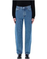 Marine Serre - Hellblaue moon laser denim loose jeans - Lyst