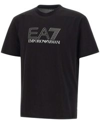 EA7 - Visibility Katoen-Jersey T-Shirt Met Ronde Hals - Lyst