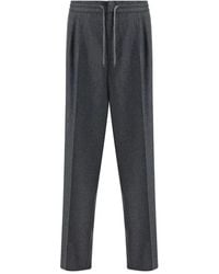 Brunello Cucinelli - Pantaloni in lana melange con coulisse - Lyst