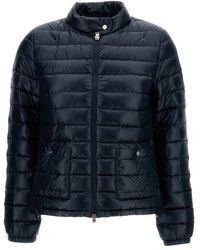 Herno - Jassen ,Blauw ,Leer High-Collar Puffer Jacket - Lyst
