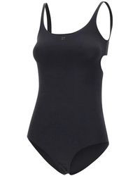 Courreges - Badmode ,Zwart ,Leer Cut-Out Badpak - Lyst