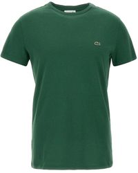Lacoste - Tops ,Groen ,Katoen Pima Katoenen T-Shirt Met Logo - Lyst