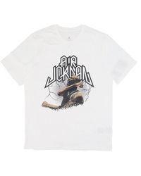 Nike - Fitness ,Wit ,Katoen Grafisch T-Shirt Wit/Zwart Korte Mouw - Lyst