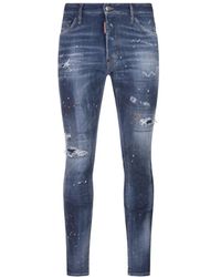 DSquared² - Blaue skinny jeans mit used-look - Lyst