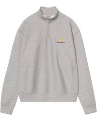 Carhartt - Hoodies & Sweatvesten ,Grijs ,Katoen Half Zip American Script Sweatshirt - Lyst