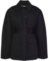 Jacquemus - Jassen ,Zwart ,Katoen Zwarte Oversized Jas Le Blouson Bari - Lyst