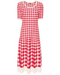 JOSEPH - Kleedjes ,Rood ,Rode Vichy Jacquard Maxi Jurk - Lyst