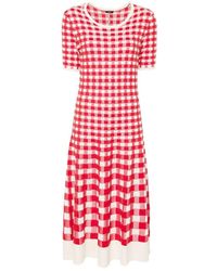 JOSEPH - Kleedjes ,Rood ,Rode Vichy Jacquard Maxi Jurk - Lyst