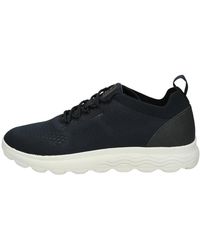Geox - Schoenen ,Blauw ,Leer Lage Sneakers Van Gebreide Stof - Lyst