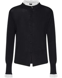 Silvian Heach - Truien & Vesten ,Zwart ,Gebreide Trui Met Hoge Kraag En Contrasterende Details - Lyst