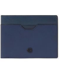 Piquadro - Accessoires ,Blauw ,Leer Portemonnee Met Muntvak - Lyst