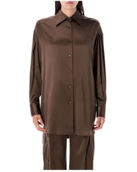 Tom Ford - Seidensatin Hemd Schokolade Aw25 - Lyst