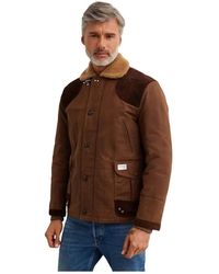 Fay - Braune Shearling Kragen Jacke - Lyst