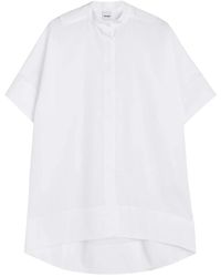Aspesi - Overhemden ,Wit ,Katoen Poplin Mandarin Kraag Shirt - Lyst