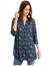 iN FRONT - Overhemden ,Blauw ,Blauwe Maracollina Tuniek Met 3/4 Mouwen - Lyst