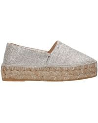 Espadrilles - Schoenen ,Grijs ,Zilveren Metallic Platte Schoenen Met Touwzool - Lyst