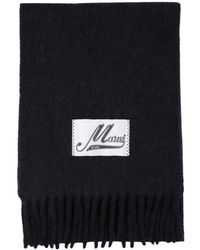 Marni - Accessoires ,Blauw ,Wol Sjaal Met Franjes - Lyst