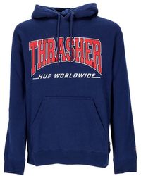 Huf - Hoodies & Sweatvesten ,Blauw ,Katoen Thrasher Hoodie Sweatshirt - Lyst