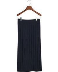 GANT - Rokken ,Blauw ,Wol Wollen Rok Met Brede Ribbels - Lyst