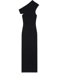 Courreges - Schwarzes gestreiftes kleid mit asymmetrischem ausschnitt - Lyst