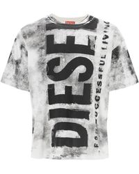 DIESEL - Magliette stampata con logo oversize - Lyst