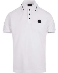 Moncler - Weißes polo-shirt mit logo-patch - Lyst