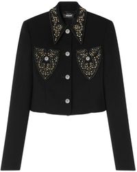 Versace - Jassen ,Zwart ,Wol Zwarte Wollen Jas Met Medusa-Knopen - Lyst