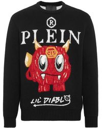 Philipp Plein - Merino Wool Pullover Round Neck Ls - Lyst