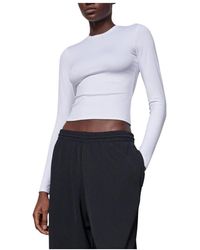 Wardrobe NYC - Magliette bianca manica lunga girocollo slim fit - Lyst