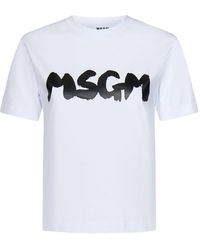 MSGM - Camisetas y polos blancos con cuello redondo de punto - Lyst
